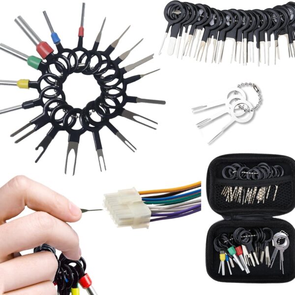 41 PCS Terminal Removal Tool Kit, Depinning Tool Electrical Pin Removal Tool, Pin Extractor Removal Tool Kit, Electrical Wire Connector Pin Release Terminal Ejector Kit for Automotive, Home Appliance